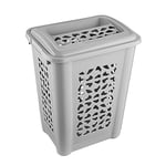 keeeper Laundry Hamper with Clothes Slot and Hinged Lid, Air Permeable, 60 L, Per, Nordic Grey