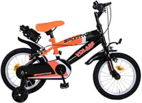 Vélo Vélo Vélo Enfant Sportif14 Pouces avec Mouvement Central et Direction à Bille roulettes Amovibles Orange 95% assemblé