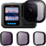 Lot de 3 filtres à densité Neutre ND8 ND16 ND32 compatibles avec GoPro Hero 13 Noir - Kit de Filtre d'objectif pour Accessoires d'appareil Photo Go Pro(Q1488)