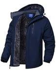 Zzkouine Veste d'hiver en polaire imperméable pour homme - Doublure chaude - Veste d'hiver avec capuche - Coupe-vent - Veste softshell (la taille est trop grande, achetez une petite taille), Bleu