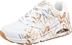Skechers Femme UNO-Metallic Love Sneakers, White, 39 EU