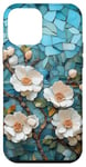 Coque pour iPhone 12 mini Fleur blanche fond bleu