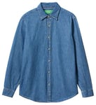 United Colors of Benetton Men's Shirt 5fv6uq001, Blue Denim 902, L