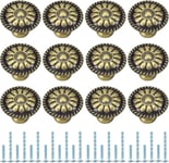 12 Pièces Boutons de Tiroir Ronds,Poignée Cuisine avec 2 Vis de Taille pour Meubles,Armoire,Commode,Parfait pour Porte,Bureau,Chambre,Placard (Bronze)