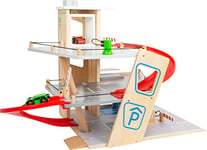 small foot Parking Premium, sur 3 Niveaux avec Rampe et 2 Voitures, en Bois, pour Enfants, 11676