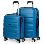 ITACA - Valises. Lot de Valise Rigides 4 roulettes - Valise Grande Taille, Valise soute Avion, Bagages pour Voyages.Ensemble Valise Voyage. Verrouillage à Combinaison, Bleu