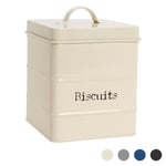 Biscuit Tin Storage Cookie Jar Barrel Canister Kitchen Vintage Metal Cream