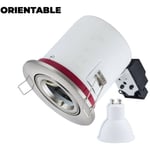 Spot bbc Orientable inox IP20 + Ampoule GU10 5W Blanc Froid + Douille - Blanc Froid 6000K