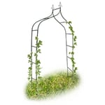 Arche à rosiers en métal, tuteur pour plantes grimpantes, HxLxP : 255 x 140 x 38 cm, pointes décoratives, vert - Relaxdays