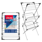 Vileda Clothes Airer Sprint 20 3 Tier Indoor Folding Free Standing 147x 61x 61cm