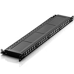 deleyCON Panneau de Brassage 24 Port 0,5U Cat 6 Mini Panneau de Brassage Support de Montage Rack 19" Pouces RJ45 Blindé TIA568A TIA568B - Noir