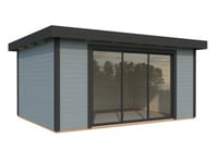 Abri / Studio de jardin Lydia en bois peint Gris Anthracite ép.28 mm surface totale 19.2m²