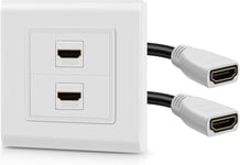 Tnp Prise Double Murale Hdmi Avec Câbles Et Connecteur - 2 Port Hdmi, Plastron Hdmi Audio, Décorative, Prise En Charge 4K, Uhd, Arc, Ethernet-Boîtier Et Rallonge Haut Débit, Blanc