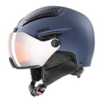 uvex Hlmt 600 Visor - Casque de Ski pour Hommes et Femmes - avec Visière - Réglage de la Taille Individuel - Blue Matt - 55-57 cm