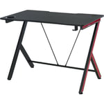 Bureau Gaming Table Bureau pour Ordinateur de Jeu avec Crochet et Porte-Gobelet Patins Réglables 105 x 55 x 75 cm Noir et Rouge - Homcom