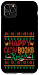 iPhone 11 Pro Max Happy Books & Cats Xmas Fair Isle Ugly Style Christmas Case