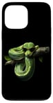 Coque pour iPhone 13 Pro Max Amoureux Drôles De Python D'arbre Vert, Serpents, Reptiles