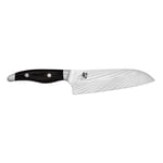 KAI Shun Nagare Black Santoku 18 cm - 72 couches acier damassé lame à double noyau VG 2 & VG 10 - bois de pakka noir - fabriqué à la main au Japon - couteau de chef japonais, couteau de cuisine