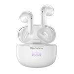 Blackview - Airbuds 7 - Écouteurs sans Fil - Oreillettes Bluetooth Intra-Auriculaires à Réduction de Bruit - Résiste à l'Eau - 30 Heures d'Autonomie - Batterie 470 mAh - IPX7 - Charge sans Fil - Blanc