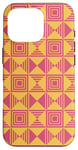 Coque pour iPhone 16 Pro Pink Mustard Yellow Square Triangle 70s Geometric Pattern