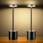 Hapfish Lampe de chevet tactile sans fil LED, 5000mAh 2 PCS lampe de table rechargeable usb, lumiere bureau puissante piles, 3 températures de couleur, pour chevet, bureau, restaurant, exterieur