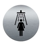 AUA SIGNALETIQUE - Plaque de porte Aluminium brossé imprimé AluSign Ø 85 mm - épaisseur. 3 mm - Double Face adhésif au dos (Douche femme)