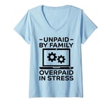 Womens Family Unpaid Tech Computer Engineer V-Neck T-Shirt