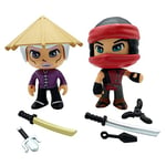 Pinypon Action The Ninja Sensei & Kohai, 2 Figurines d'action Ninja, poupée maîtresse et apprentie, avec 6 Accessoires de Jeu, Jouet pour garçons et Filles à partir de 4 Ans, célèbre (PNC28000)