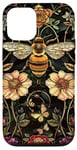 Coque pour iPhone 12/12 Pro Beau motif abeilles et fleurs noires