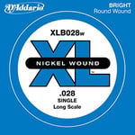 D'Addario Corde seule avec filet en nickel pour basse D'Addario XLB028W, corde longue, .028