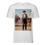 T-Shirt Homme Col Rond Cowboy Shérif Western Photo De Film Duel Au Revolver Original Vintage