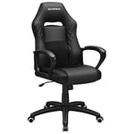 SONGMICS Fauteuil Gamer, Fauteuil de Bureau, Chaise, Siège, avec Mécanisme basculant, Ergonomique, Dossier en Forme de S, Bon pour la Colonne Lombaire, Charge jusqu'à 150 kg, PU, Noir OBG38BK