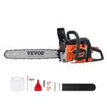 VEVOR Tronçonneuse à essence guide-chaîne 45,7 cm sans fil 52 CC 2,55 CV, pour coupe de branches d'arbres, élagage des arbres, défrichement des terres, coupe de forêts dans fermes, jardins, ranchs