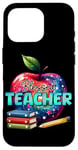 Coque pour iPhone 16 Pro Conception de livres Apple Pencil Blessed Teacher