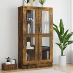 Bibliothèque Étagère de Rangement - Armoire à vitrine pour Bureau Salon Chambre Cuisine Chêne fumé 82,5x30,5x150 cm Bois d'ingénierie BV820480