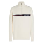 Pull Tommy Hilfiger coton avec manches longues et col camionneur écru