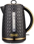 Tower T10052BLK Empire 1.7 Litre Kettle with Rapid Boil, Removable Filter, 3000