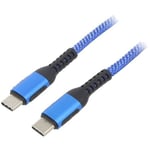 Cable usb 2.0 usb c prise male des deux cotes 1.8m - Bleu