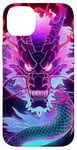 Coque pour iPhone 14 Plus Cyber Dragon fluo