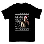 Die Hard Ho Ho Ho Maskingevär Julstickad T-shirt XL