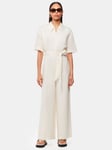 Whistles Giulia Linen Blend Wide Leg Jumpsuit, Ivory