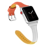 Apple Watch Series 4 40mm kolmivärinen aitoa nahkaa oleva kellonauha - Oranssi / Valkoinen Keltainen Monivärinen