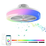 TOPBOS LED Ventilateur de Plafond Avec Lumières Et Télécommande &APP 50cm Lampe Ventilateurs De Plafond Silencieux 30W Avec Minuterie RGB Lumière Pour Chambres Coucher Salle Manger