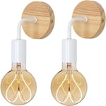 Goeco - Applique Murale Interieur Industrielle 2 Pcs, Lampe Murale Vintage Bois, E27 Luminaire Applique Interieur pour Chambre Salon Couloir