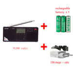 (398 USB setti)Tecsun PL-398MP Stereo Radio FM Kannettava Full Band Digital Tuning ETM ATS DSP Dual Speakers Vastaanotin MP3-soitin Tuki TF Card