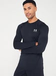 UNDER ARMOUR Mens Training Cold Gear Armour Fitted L/S T-Shirt - Black/White, Black/White, Size 2Xl, Men