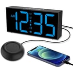 Réveil Super Puissant avec Vibreur、Réveil Vibrant pour Les Sourds, Les Gros Dormeurs et Les Personnes âgées, 7''LED, Horloge Numérique Enfichable,