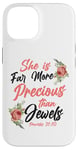 iPhone 14 Christian Bible Verse Quote Rose Flower Proverbs 31:10 Case