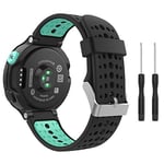 MoKo Strap Compatible with Garmin Forerunner 235, Soft Silicone Replacement Watch Band fit Forerunner 235 Lite/220/230/620/630/735XT Smart Watch - BLACK & Mint GREEN