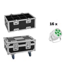 Eurolite Set 16x LED Silent Par 6 x 8 W RGB/WW  Hvide + Flightcase